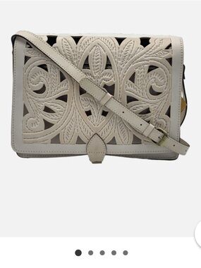 Patricia Nash Cream Laser-Cut Leather Crossbody